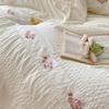 French Seersucker Embroidered Lace Duvet & Sheet Set, 3-Piece Bedding