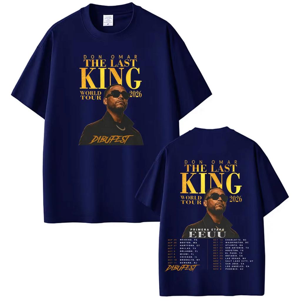 Unisex T-shirt with rapper Don Omar's The Last King Tour 2026 graphic, summer, 100% cotton, men's and women's, popular, fashionable, for fans, casual