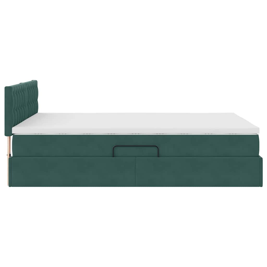Storage Bed with Mattress Dark Green 140 x 200 cm Velvet