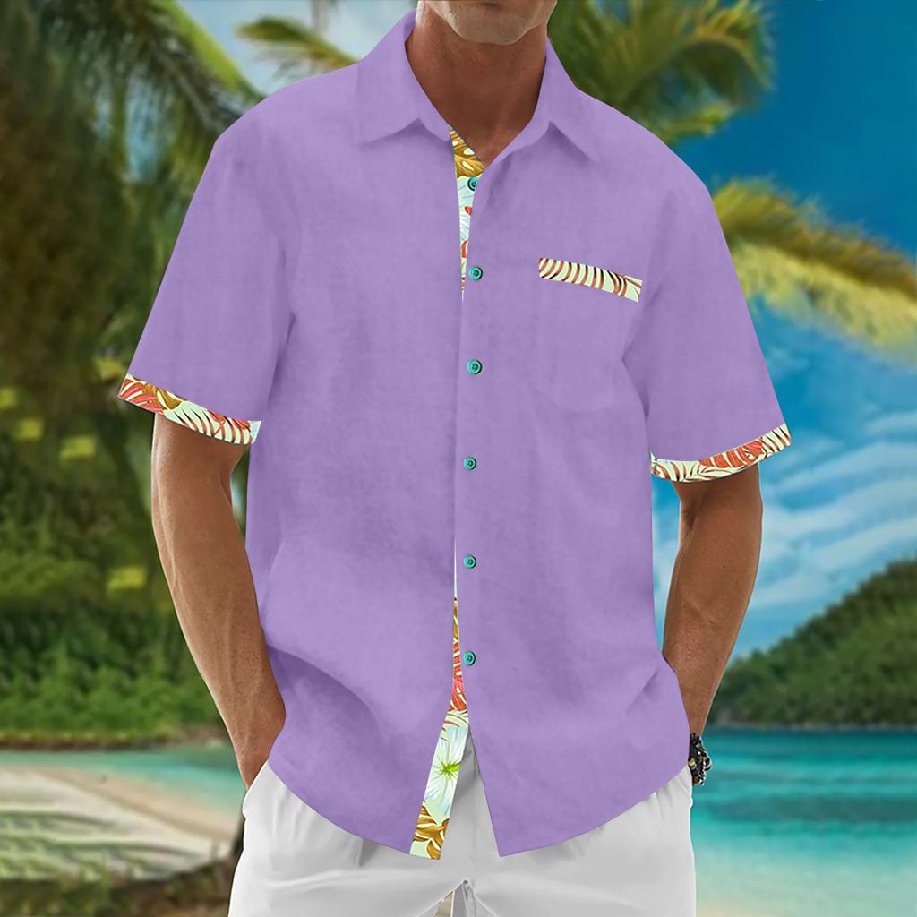 Гавайская рубашка для мужчин, мужские винтажные рубашки для боулинга на пуговицах, летняя пляжная рубашка с коротким рукавом