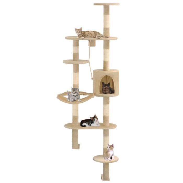 VidaXL Arbre à chat avec griffoirs en sisal Montage mural 194 cm Beige