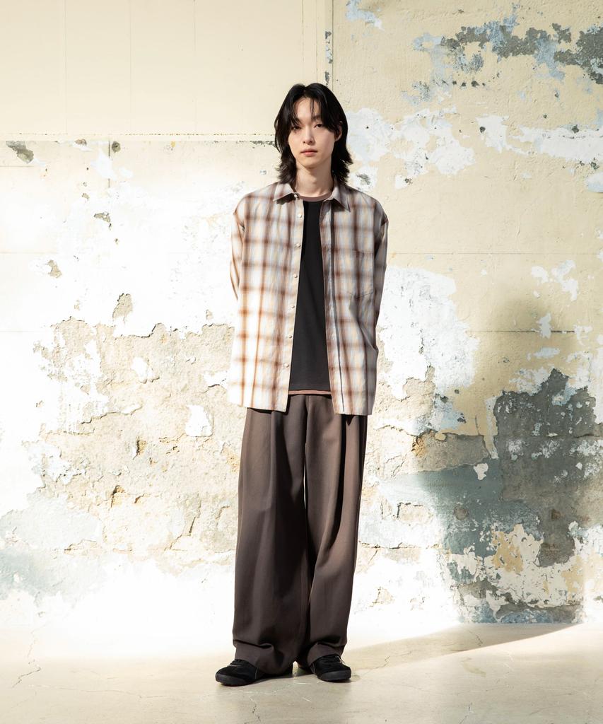 BEGIN202 Ombre Check Shirt [Brown X Blue]