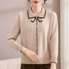Mom's Autumn Clothes New Early Autumn Lapel Sweater Spring and Autumn Long-sleeved Knitted Bottoming Shirt Women's Top