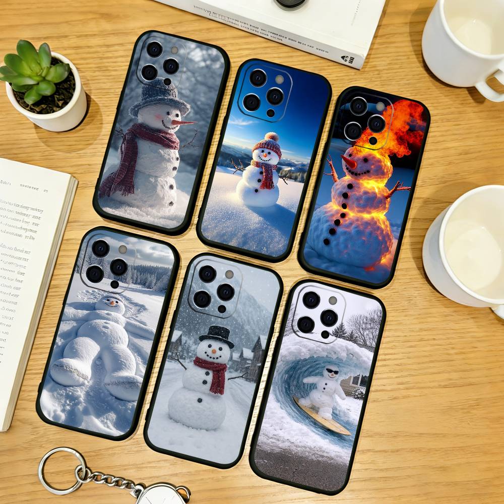 Чехол для телефона снеговик Силиконовый Мягкий Для IPhone 17 16 15 14 13 12 11 X XR Plus Pro Max Plus