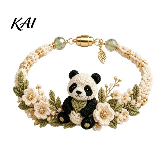 Bracelet Making Supplies DIY Woven Animal Kit, Handmade Fox Cat Deer Bird Kit Crafts, Floral Crochet Set for Beginners Adults