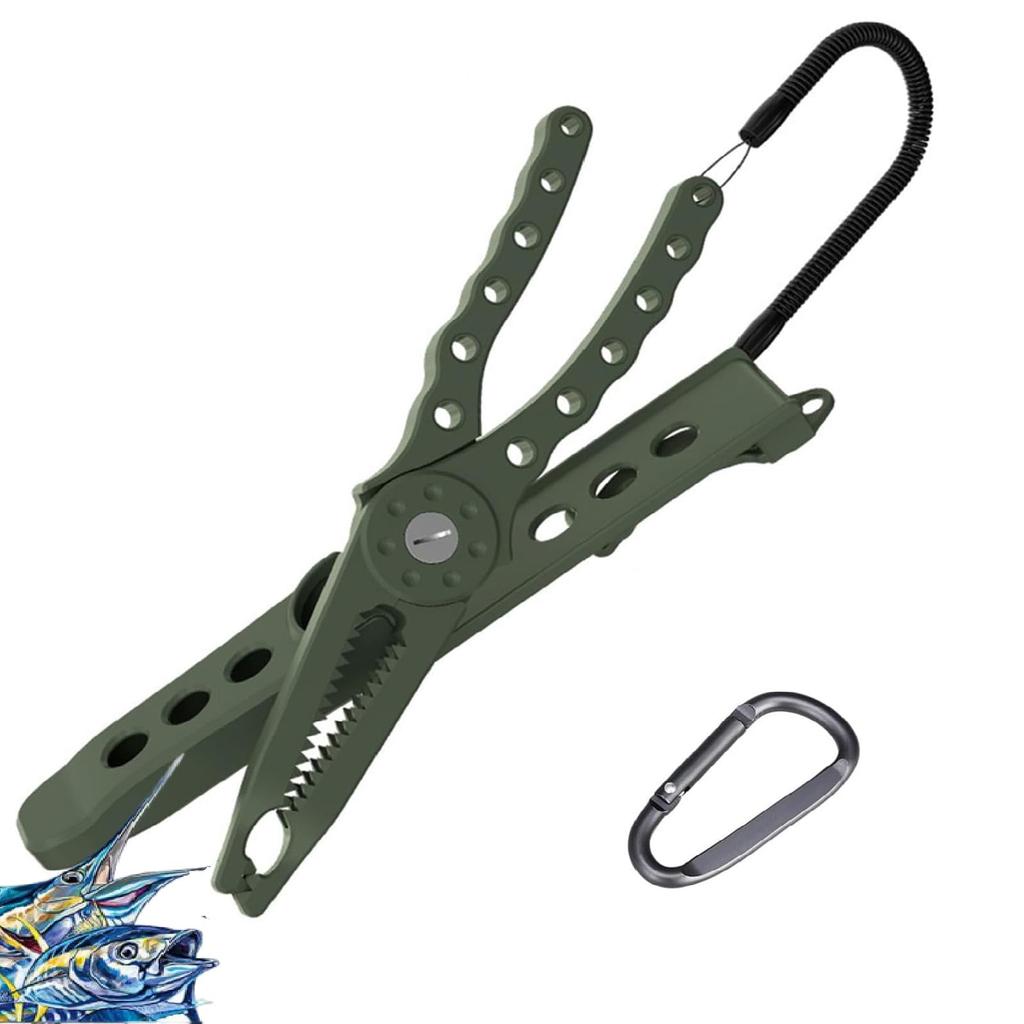 SensaBliss Fish Grip Fish Catcher Crocodile Grip Fish Catch Hook Removal Pliers Lightweight Fish Grip Fishing Tools Green with Rope
