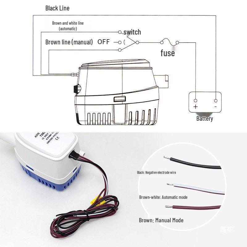 12V Automatic Marine Bilge Pump - Compact Submersible Yacht/RV Water Pump for Low Levels