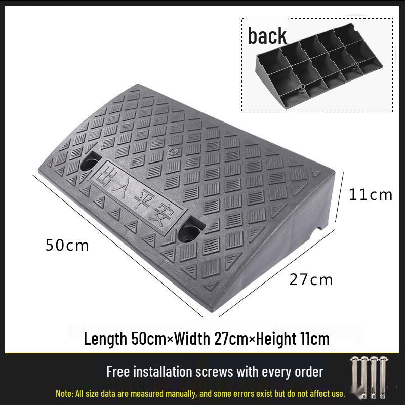 Car Curb Ramp: Plastic Step Pad for Sill, Edge, or Slope, Ideal for Uphill Climbing and Speed Bump Triangle Pad