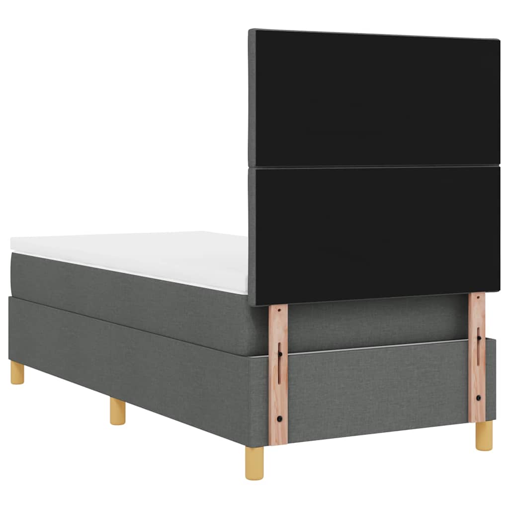 LED Boxspring Bed with Headboard Dark Grey 90 x 190 cm Fabric