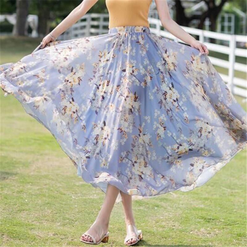 Tooxika Chiffon Skirt, Floral Holiday Style Beach Skirt