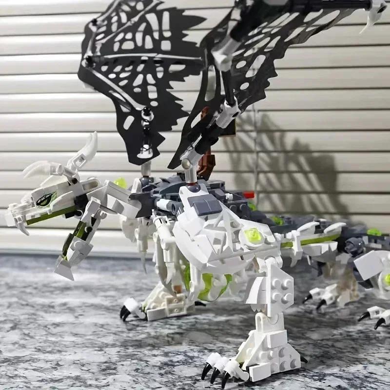 672PCS Phantom Series Skeleton Wizard's Flying Dragon Building Blocks Boy Dragon Сборка игрушки для детей Подарок