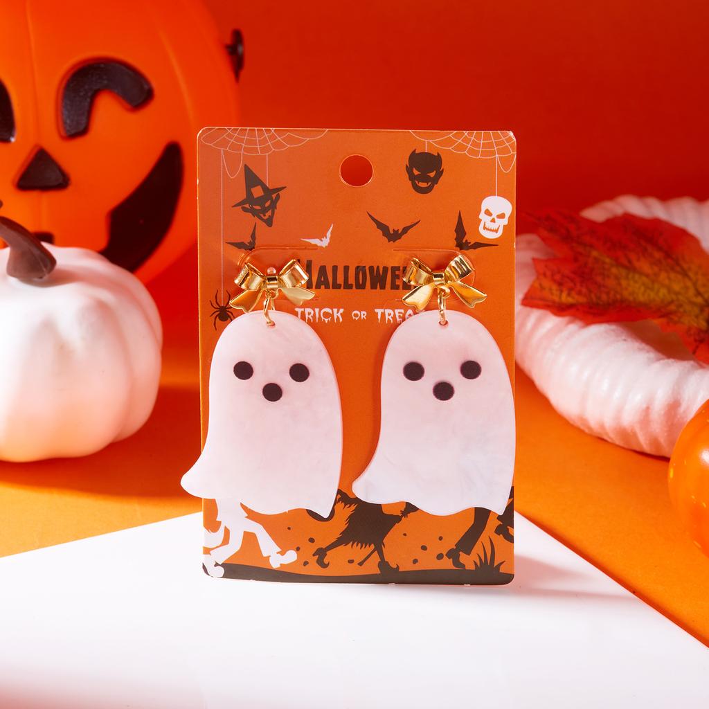 Halloween Cute Ghost Cartoon Ghost Earrings Stud for Women Long Tassel Earrings Festival Party Accessories Jewelry Gift