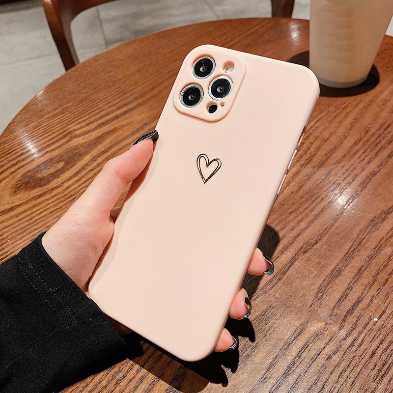 Candy Color Love Heart Case For iPhone 16 Pro Max 15 Pro 14 13 12 11 X XR XS Max 7 8 Plus Shockproof Silicone Phone Case