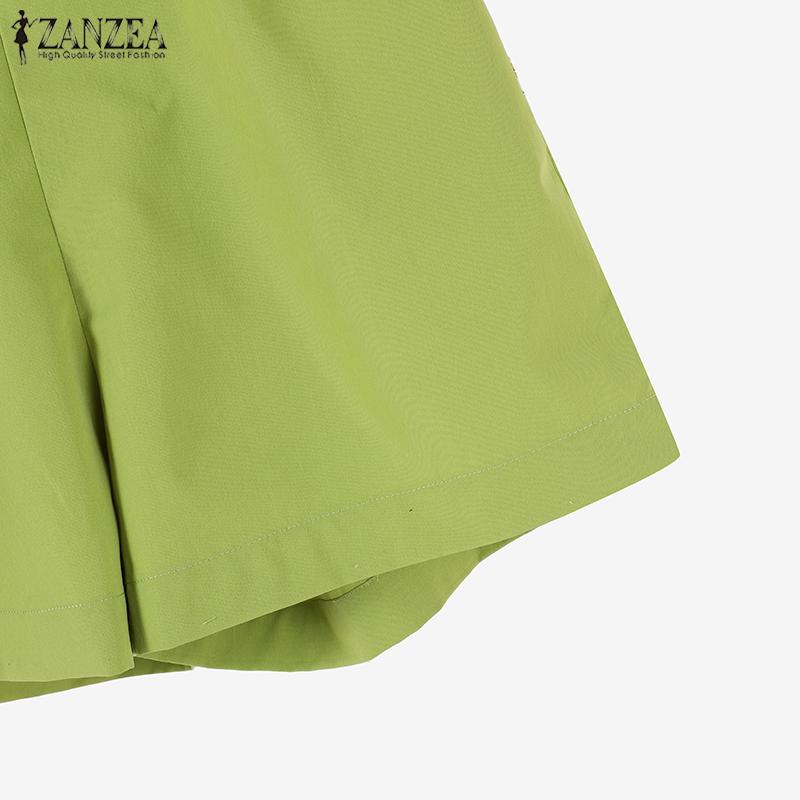 ZANZEA Женские принтованные майки и шорты, летние комплекты из двух частей