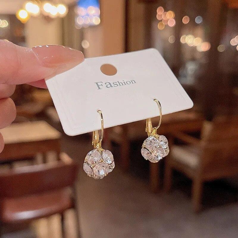 Fashion Vintage Mermaid Pearl Flower Hoop Earrings for Women Elegant Shiny Zircon Drop Dangle Earring Wedding Jewelry Gifts