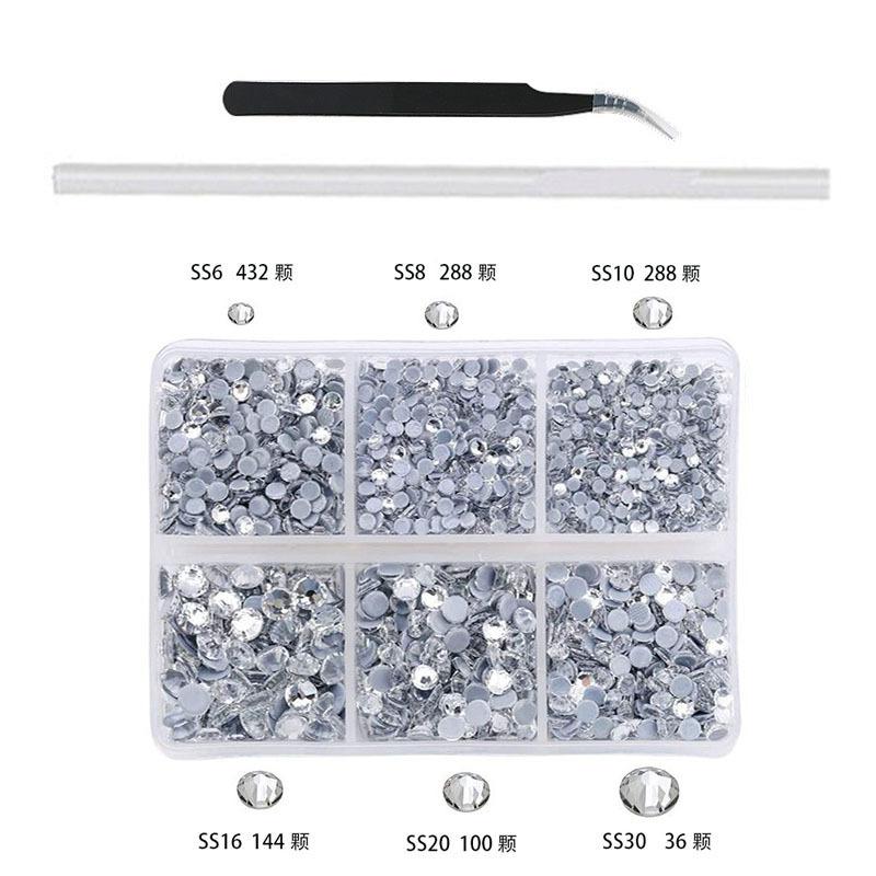 12-Grid Glass Imitation Austrian Hot Diamond Box With Forceps Point Drill Pen Set Diy Rhinestone Clothing Accessories