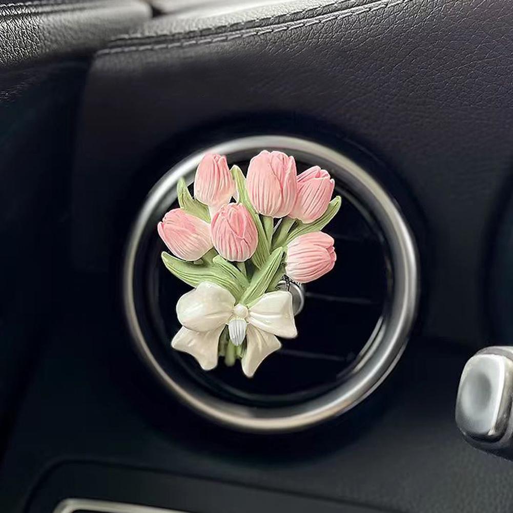 Автомобильный ароматизатор с зажимом Flower Tulip Air Outlet Автомобильный освежитель воздуха Peach Blossom Aroma Diffuser Аксессуары для украшения автомобиля Fresh Air