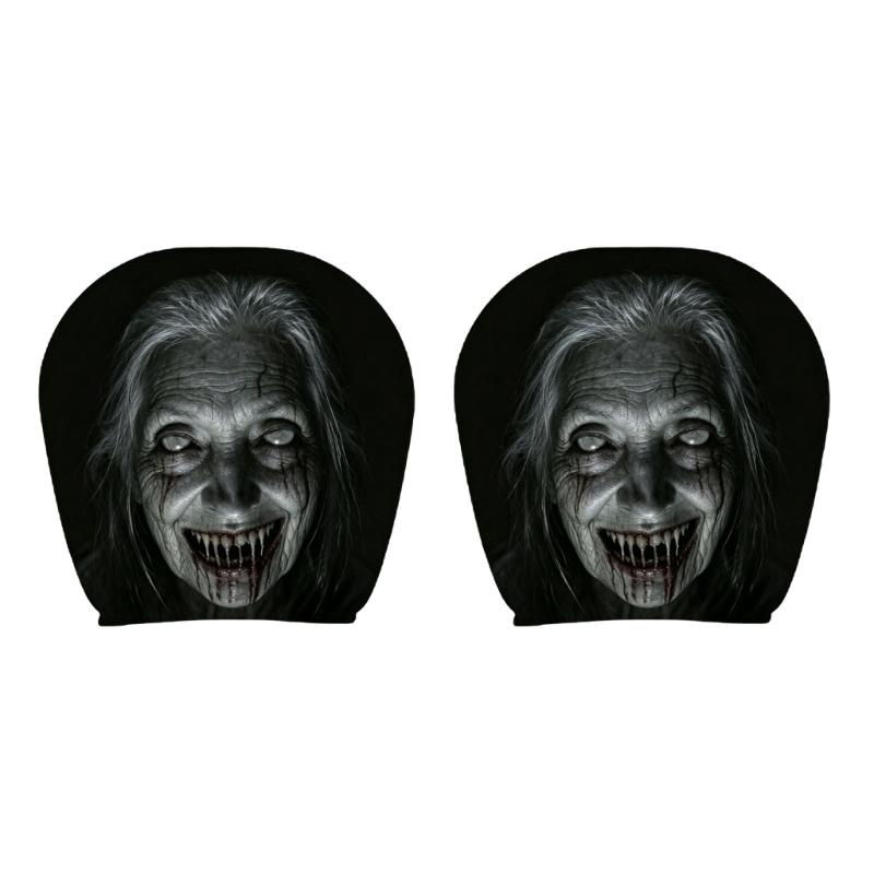 Prank Face Car Headrest Covers Unique Decors For Spooky Themed Interior Decors And Comfortable Neck Support