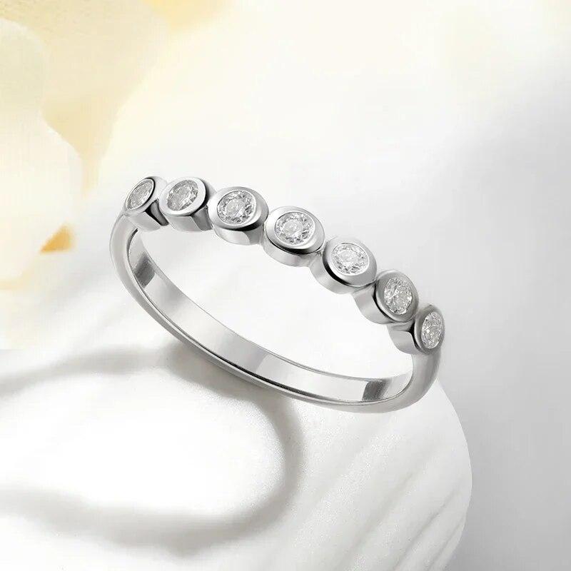 Женские обручальные кольца с муассанитом 1,8/3 мм, 5/7 камней, пузырей, классические ювелирные изделия, стерлинговое серебро S925, 18-каратное золото