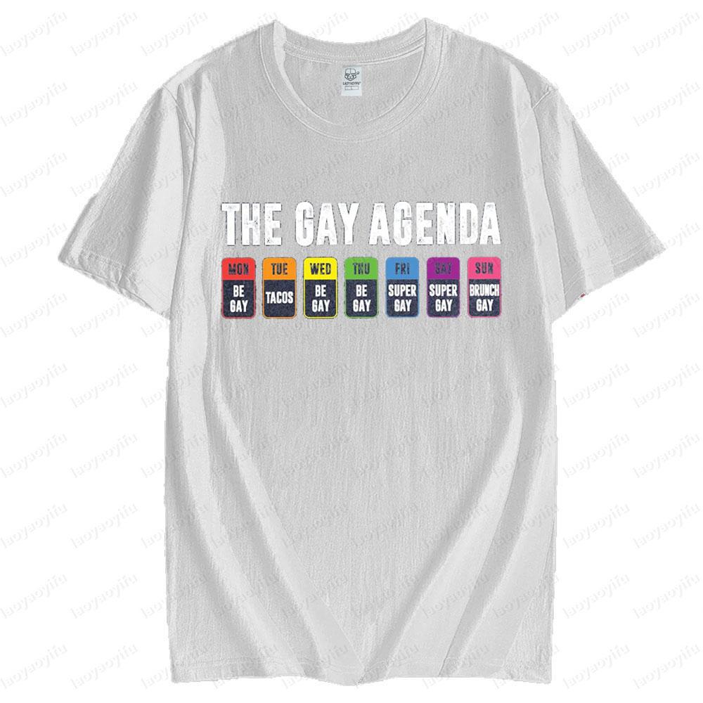 The Gay Agenda Shirt Funny LGBTQ TShirt Pride Rainbow Tee Tops Bisexual Equality T Shirt Men Women Crewneck Cotton Short Sleeve
