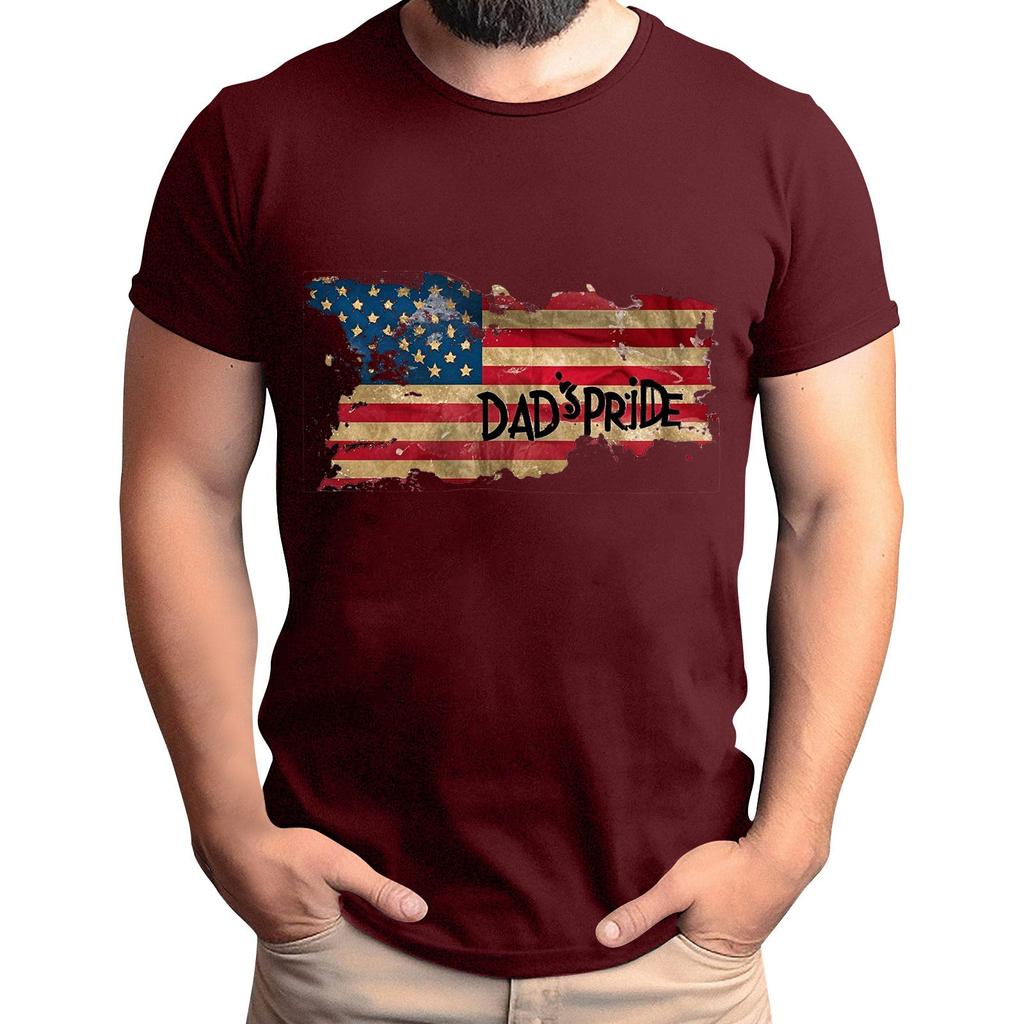 Мужская футболка с принтом флага ко Дню отца, мужской свободный повседневный топ с коротким рукавом