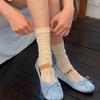 Белые Ажурные Накладывающиеся Носки Детские Средней Длины Для Девочек Дышащие Лолита Кружевные Носки-Грибы Тонкие Летние