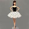 Черно-белое платье-пачка в горошек для куклы Барби, одежда, вечерние платья, аксессуары для кукол 1/6