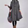 2023 Korean Style Plus Size Women's Loose Wool Blend Mid-Length Cape Trench Coat