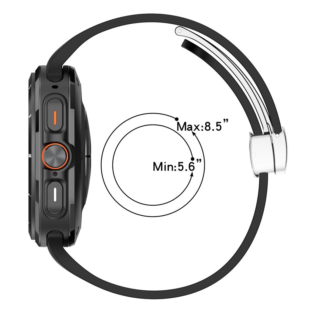 For Samsung Galaxy Watch Ultra 47mm Silicone Smartwatch Band Wrist Strap with Silver Magnetic Folding Buckle