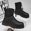 Мужские зимние модные водонепроницаемые нескользящие высокие кожаные ботинки с толстой подошвой и увеличением высоты