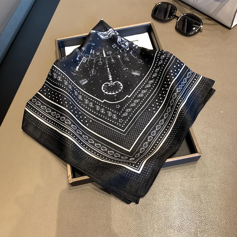 Classic Multi-Functional Versatile Streamer Sunshade Neck Scarf Trendy Decoration Outer Silk Scarf Hanging Ear Cashew Nut Small Silk Scarf