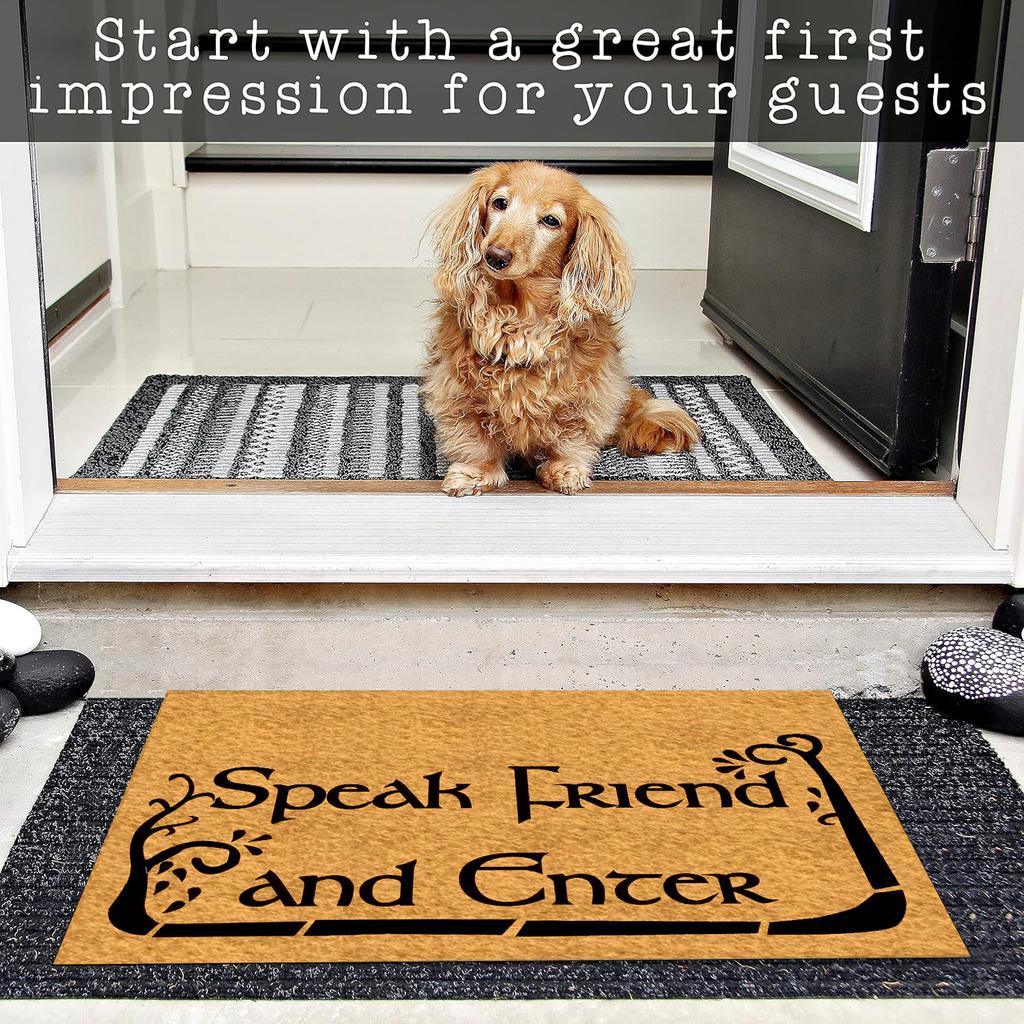 Speak Friend and Enter Doormat,Non-Slip Rubber Floor Mat, Housewarming Welcome Door Mat,Home Decor 30x18 Inch