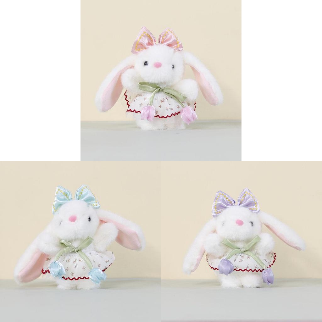 Cute Rabbit Plush Doll With Flower Decor For Bag Accessories