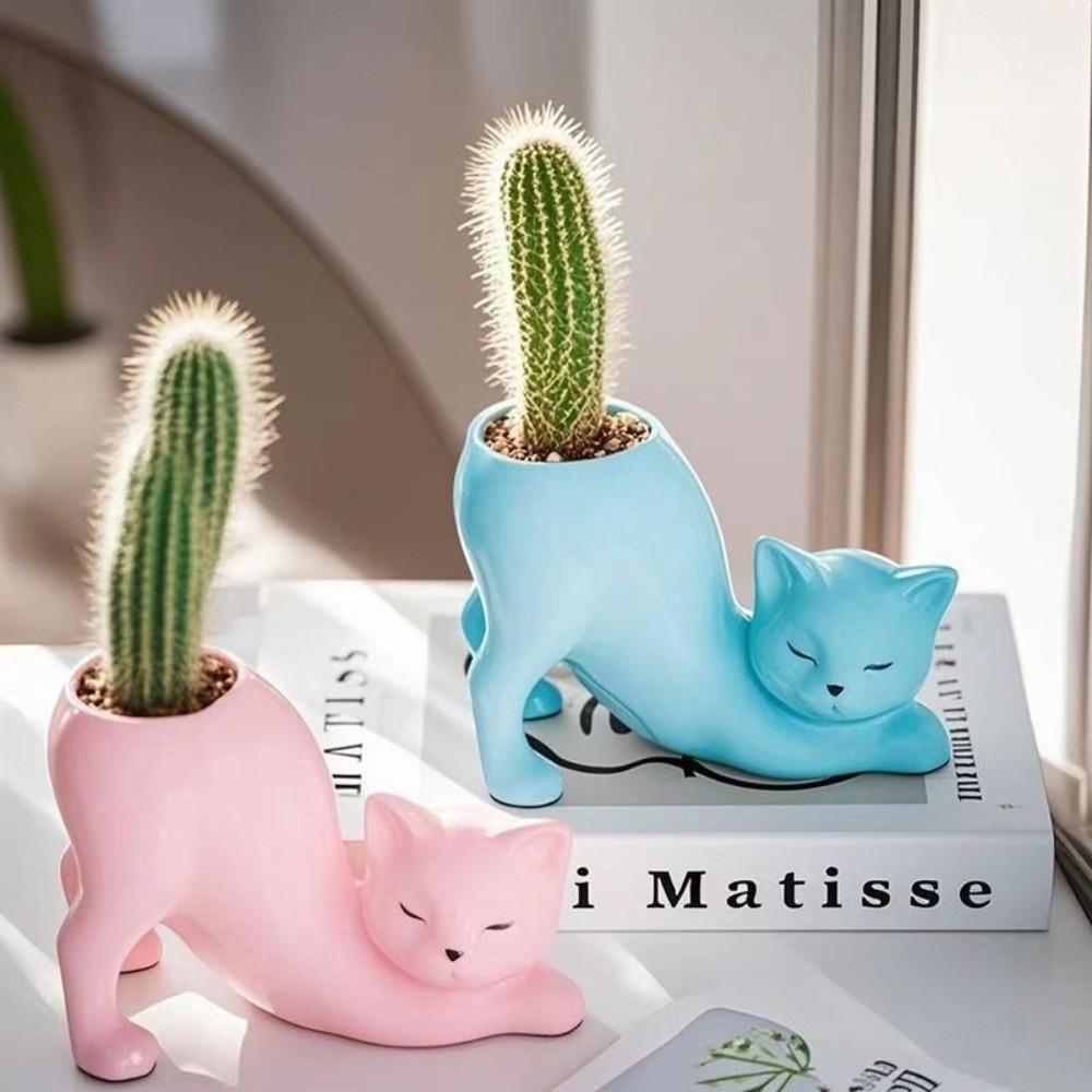 Cute Cat Tail Cat Tail Succulent Planting Pot Ceramic Flower Vase Flowerpot Home Decor