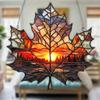 Maple Leaf Sun Catcher Sunset Hanging Decoration Stained Glass Style