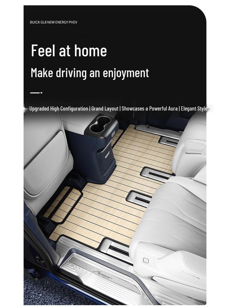 This solid wood floor mat is designed for full-coverage interior use in 2024-2025 Buick GL8 PHEV AL6 ES models.