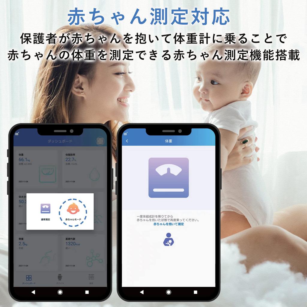 Вес Состав тела Смартфон 15 Измерений Здоровье Измерение ребенка Bluetooth Максимальное количество регистраций 10 Белый [Yamazen] Весы, метр,