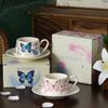 High Value Butterfly Coffee Cup Saucer Set Ceramic Mug Girl Drinking Water Cup Luxurious High End Souvenir
