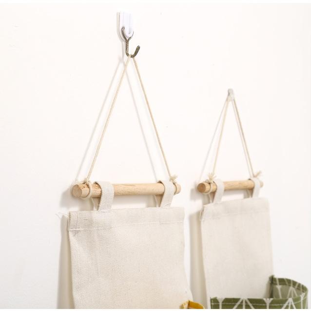 Creative Cotton and Hemp Waterproof Storage Hanging Bag Hanging Multi Layer Hanging Pocket Fabric Door Rear Sundry Storage Bag Storage Bag