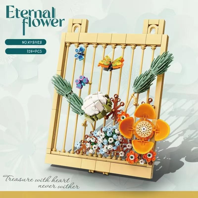 Creative Desktop Flower 3D Mural Building Blocks Butterfly Decoration Model Bricks Toy Christmas Birthday Gifts for Girls Women Mother Girlfriend