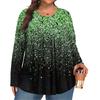 Women's Plus Size Fashion  Printed Casual Pleated Round Neck Long Sleeve Top