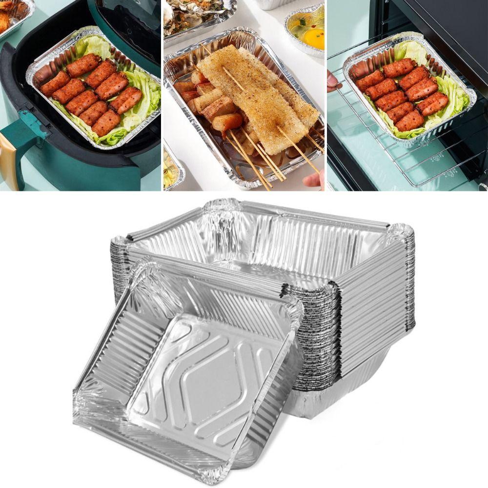 10/20/50pcs Rectangular Air Fryer Aluminum Foil Tray Aluminum Foil Tin Box For Baking Roasting
