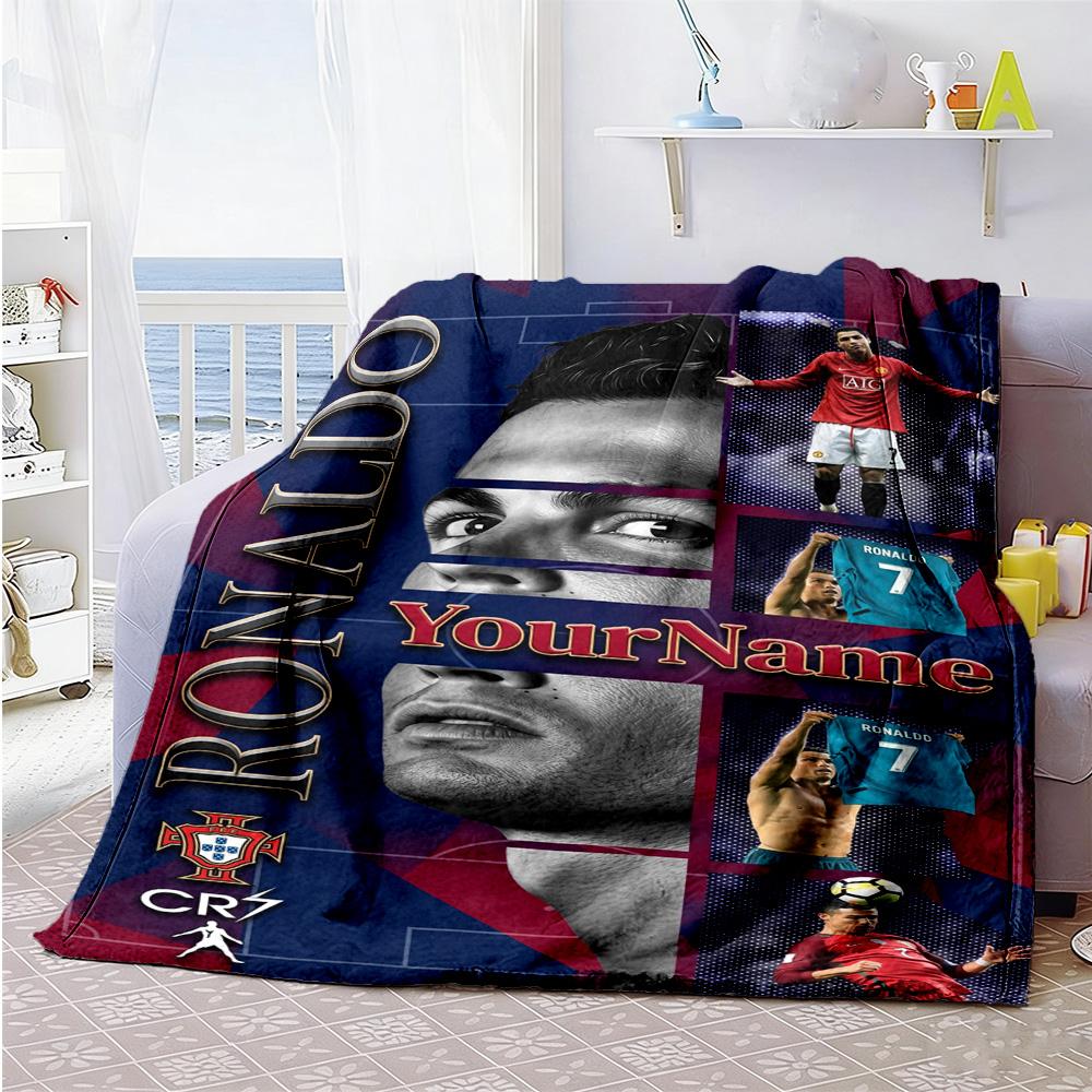 Cristiano Ronaldo 199 Customize Text Blanket Cozy Customizable Blanket Ultra-Soft Great for Sofa Picnics Bedding Livingroom for All Occasions