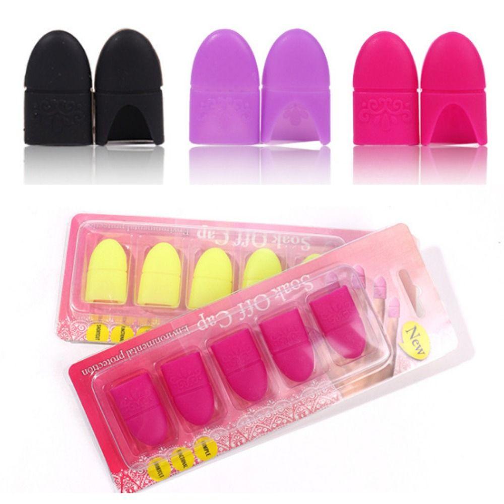 5Pcs Silicone Material Nail Art Soak Off Cap Clip Soft Silicone Nail Covers Nail Art Accessories