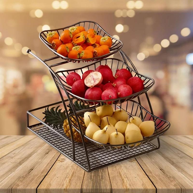 Съемная кухонная органайзерная стойка, 3-уровневая стойка для приправ, овощей, фруктов, подставка для хранения