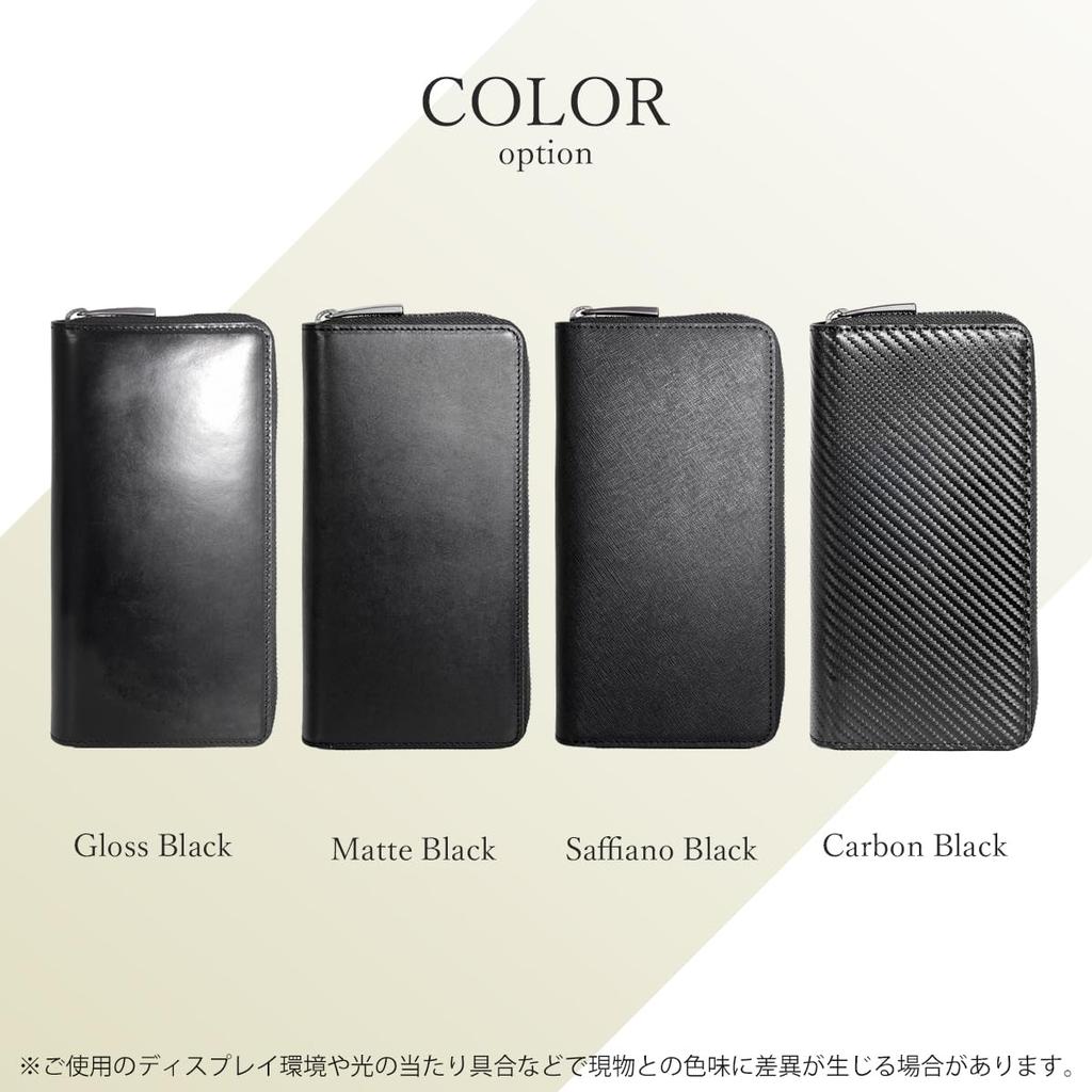 Large 24 Long Genuine YKK Round Coin Purse Inner Leather Carbon [Dom Teporna] Men's Wallet, Capacity, Cards, Wallet, Leather, Zipper, Zipper,