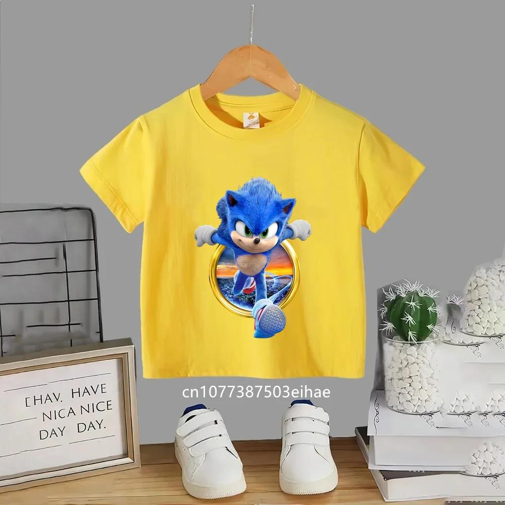 Children Round Neck TShirt Anime Sonic Cartoon Design Casual Fashion Style Comfortable Breathable Short Sleeve Daily Casual Tee