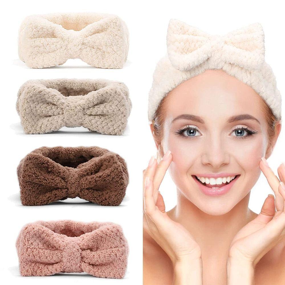 Hair Shower Headband Fuzzy Towel Headband for Washing Face Spa Headband Bowtie Makeup Headband