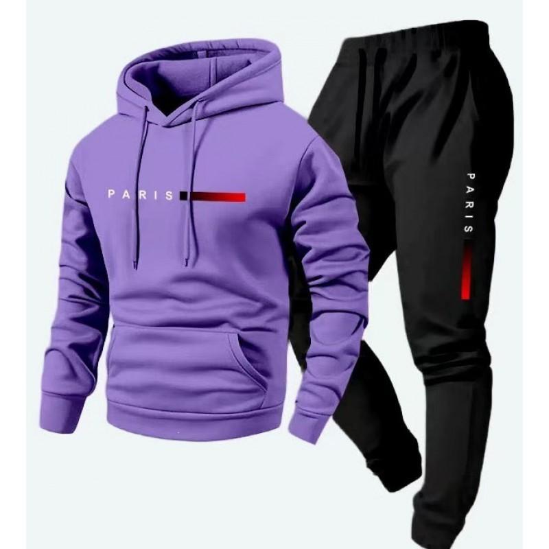 Mens Hooded Sweatshirt Set Long Sleeve Top Pants Casual Sportswear Loose Fit