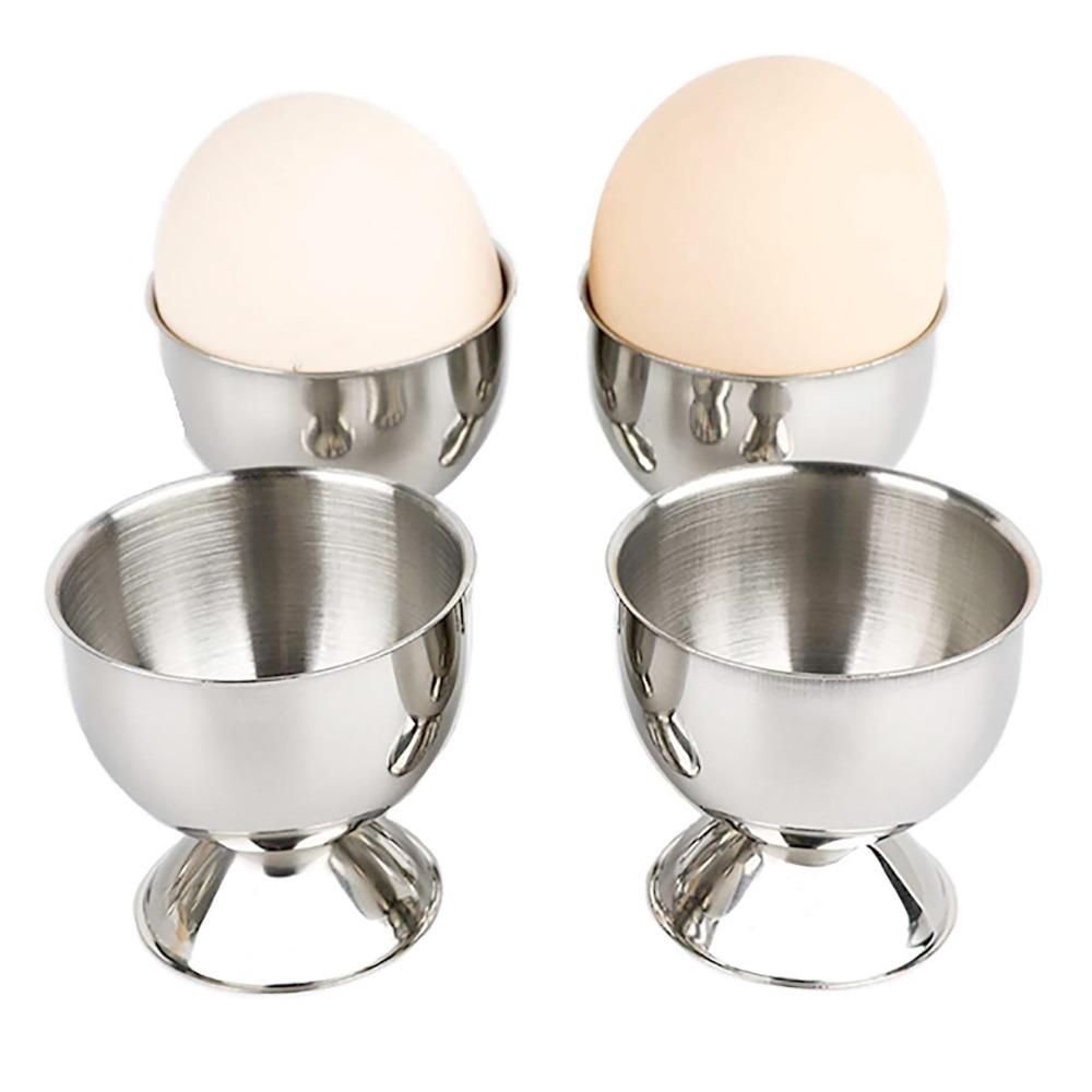 4Pcs Rustless Steel Egg Cup Cylindrical Egg Serving Tray Mini Shot Glass Kitchen Table